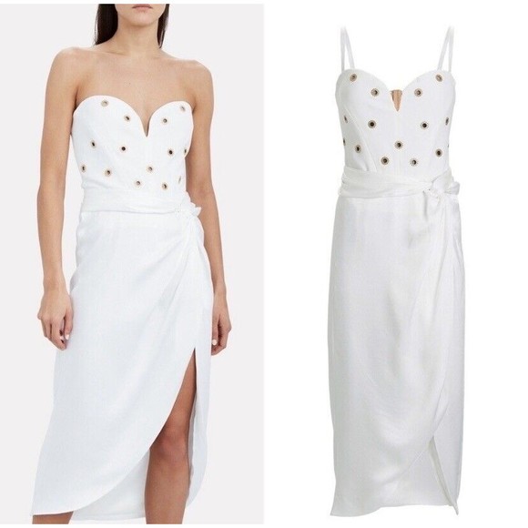 Jonathan Simkhai Chain Eyelet Bustier Midi Dress Size 4 $795.00 - Picture 2 of 16